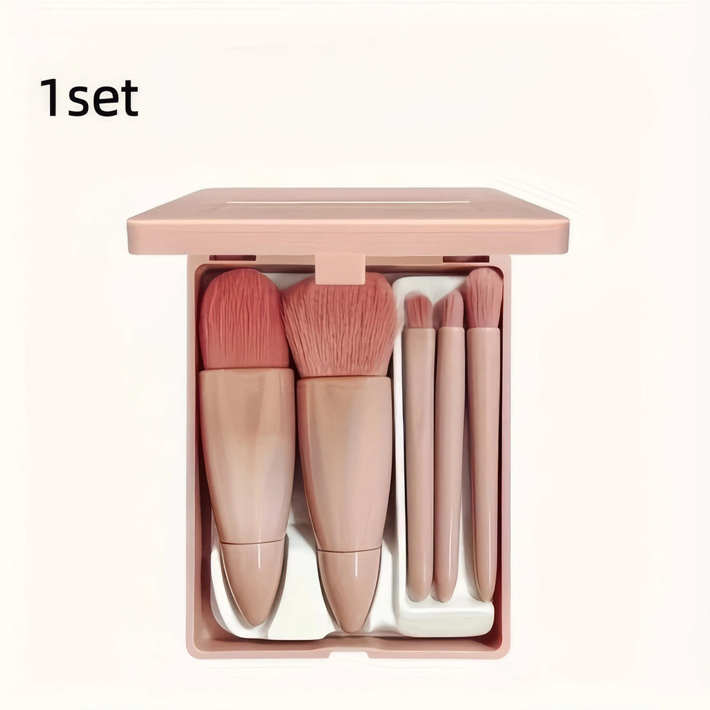 Chic Pink Makeup Brush Set - Mirror Compact.