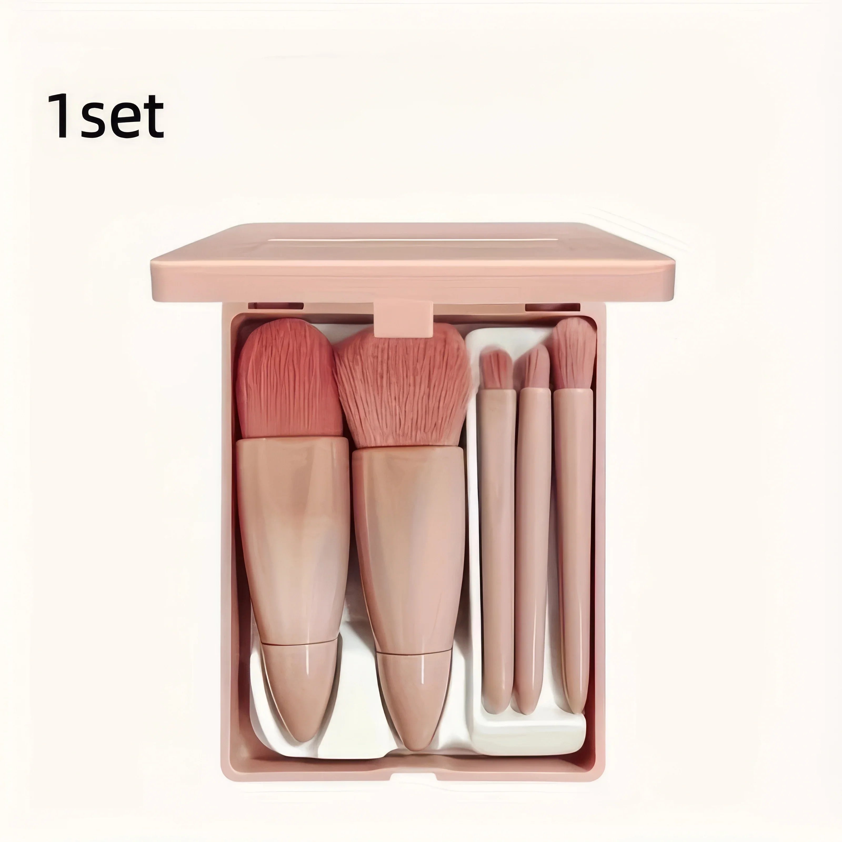 Chic Pink Makeup Brush Set - Mirror Compact.