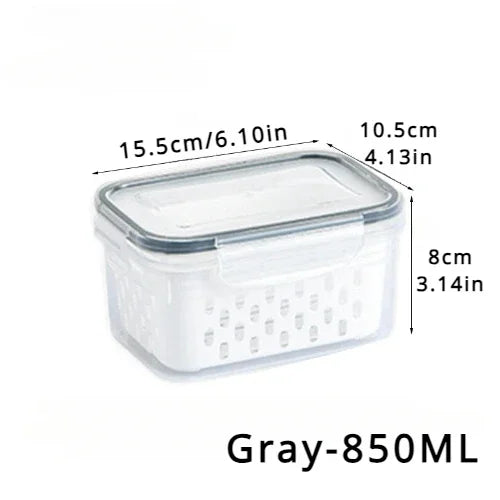 Clear Fresh-Keeper Box with Drain Basket