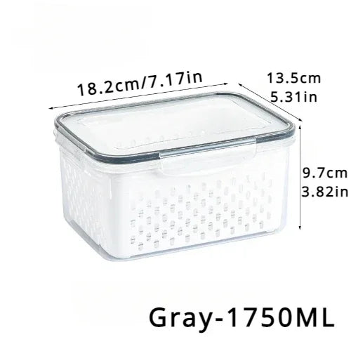 Clear Fresh-Keeper Box with Drain Basket