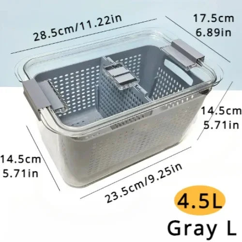 Clear Fresh-Keeper Box with Drain Basket