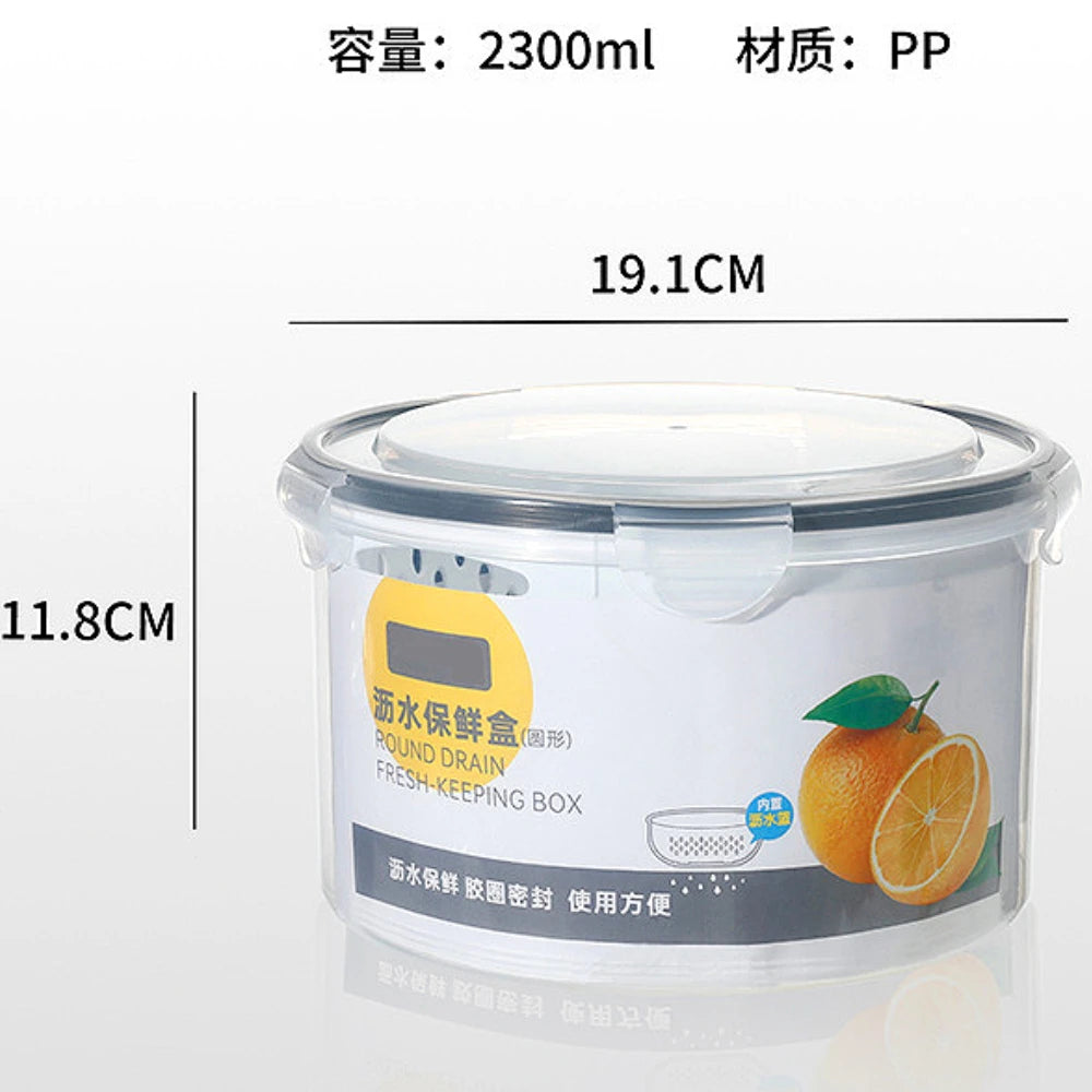 Clear Fresh-Keeper Box with Drain Basket