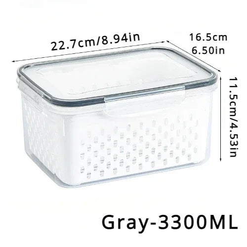 Clear Fresh-Keeper Box with Drain Basket